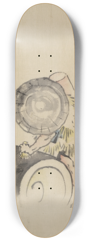 Katsushika Hokusai - A man, wearing a large conical hat and a straw or feather garment 8.25 inch art skate deck Katsushika Hokusai - A man, wearing a large conical hat and a straw or feather garment 8.25 inch art skate deck