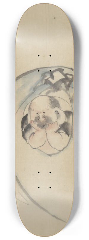 Katsushika Hokusai - Hotei, the god of good fortune, one of the seven lucky gods, facing front with his head resting on his hands 8.25 inch art skate deck