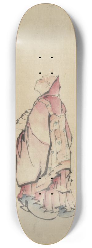 Katsushika Hokusai - Side view of a monk, full-length portrait, facing left, wearing gown with hood 8.25 inch art skate deck