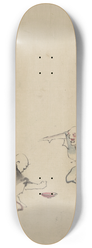 Katsushika Hokusai - Two men playing a game or gambling, possibly involving dice of some sort 8.25 inch art skate deck
