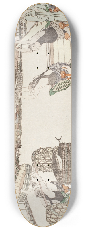 Katsushika Hokusai - Unloading Bonito for Market 8.25 inch art skate deck
