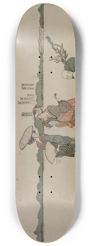 Katsushika Hokusai - Women and Children Walking Along the Sumida River 8.25 inch art skate deck