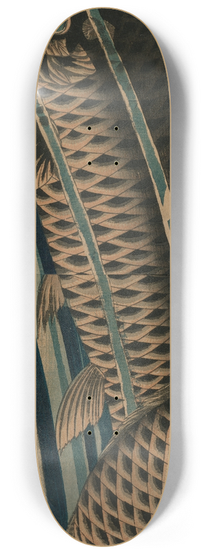 Keisai Eisen - Carp Ascending a Waterfall 8.25 inch art skate deck