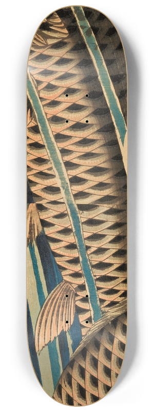 Keisai Eisen - Carp ascending a waterfall 8.25 inch art skate deck