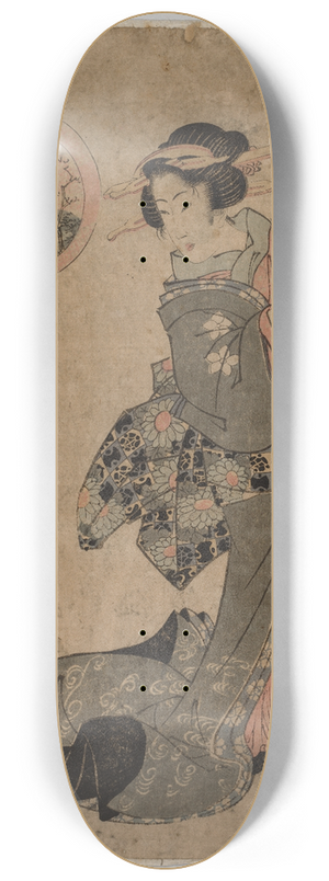 Kikukawa Eizan - Courtesan with Sake Cup and Scroll 8.25 inch art skate deck