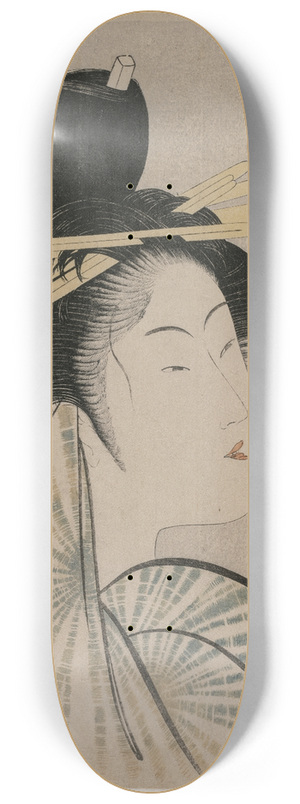 Kitagawa Utamaro - The Courtesan Takigawa of Ogiya (from the series Seven Aspects of Komachi in the Green Houses) 8.25 inch art skate deck