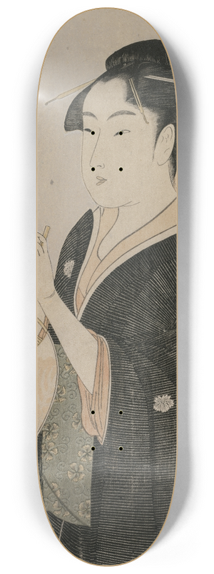 Kitagawa Utamaro - Woman Holding a Fan (from the series Ten Aspects of the Physiognomy of Women) 8.25 inch art skate deck