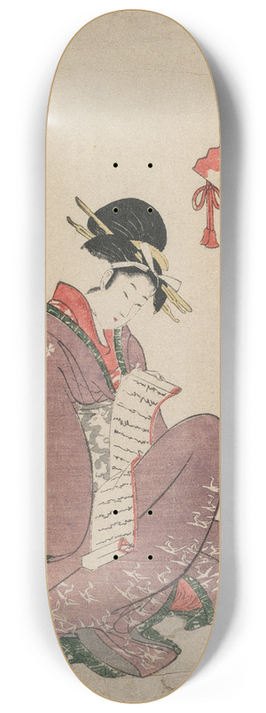 Kitagawa Utamaro - Woman Reading a Letter (from the series Seven Episodes in the Life of Komachi in the Floating World) 8.25 inch art skate deck