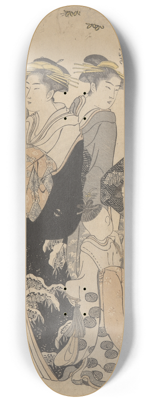 Kitagawa Utamaro - Woman with Attendants 8.25 inch art skate deck