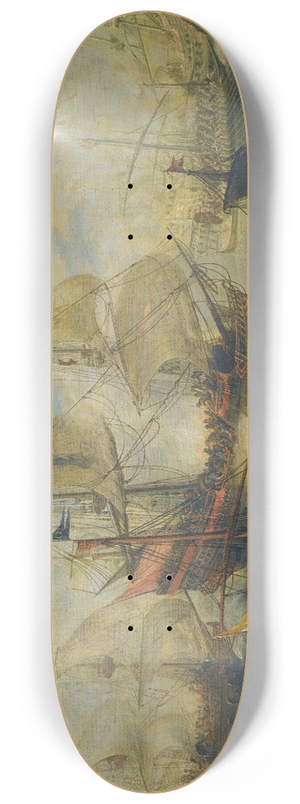 Andries van Eertvelt - A Naval Battle Between Turks And Christians 8.25 inch art skate deck
