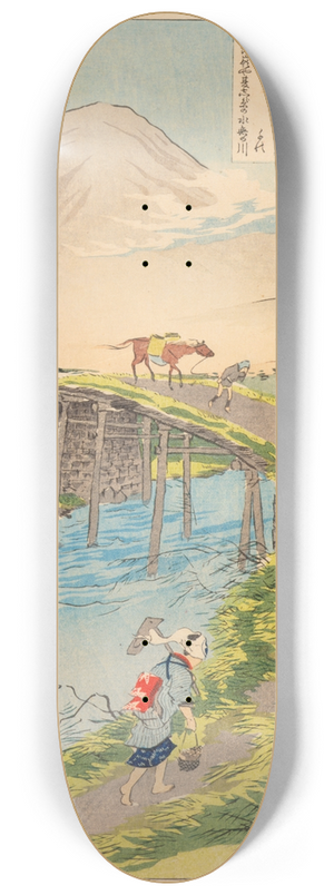 Kobayashi Kiyochika - Tsukuba Mountain Seen from Sakura River at Hitachi 8.25 inch art skate deck
