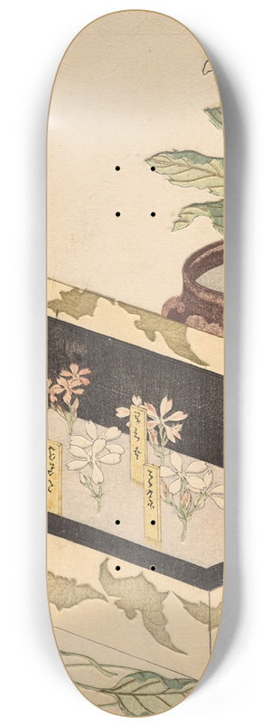 Kubo Shunman - Assortment of primroses in a lacquerbox 8.25 inch art skate deck