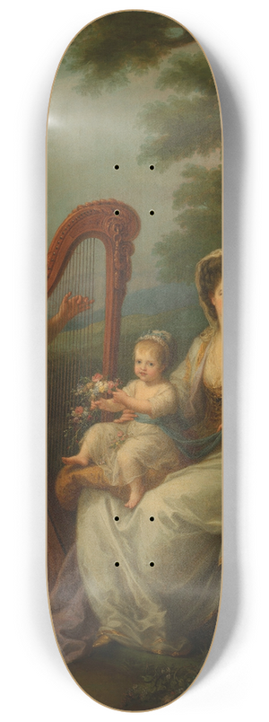 Angelica Kauffmann - Group portrait of Lady Elizabeth Smith-Stanley, Countess of Derby, with her infant son Edward, later 13th Earl of Derby, and her half-sister, Lady Augusta Campbell 8.25 inch art skate deck Angelica Kauffmann - Group portrait of Lady Elizabeth Smith-Stanley, Countess of Derby, with her infant son Edward, later 13th Earl of Derby, and her half-sister, Lady Augusta Campbell 8.25 inch art skate deck