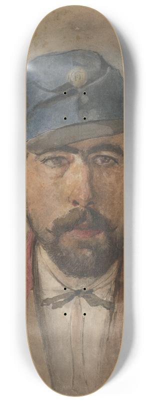 Ladislav Mednynszky - Portrait of a soldier in a blue cap 8.25 inch art skate deck Ladislav Mednynszky - Portrait of a soldier in a blue cap 8.25 inch art skate deck