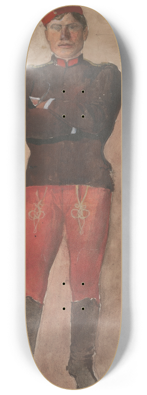 Ladislav Mednynszky - Standing soldier with folded arms 8.25 inch art skate deck Ladislav Mednynszky - Standing soldier with folded arms 8.25 inch art skate deck