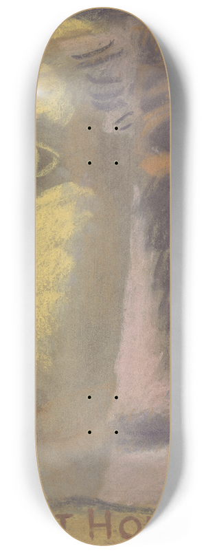 Leo Gestel - Ontwerpschets voor Paul Fierens lArt Hollandais contemporain; twee mannen hoofden, en profil afgebeeld, van elkaar weg kijkend. 8.25 inch art skate deck