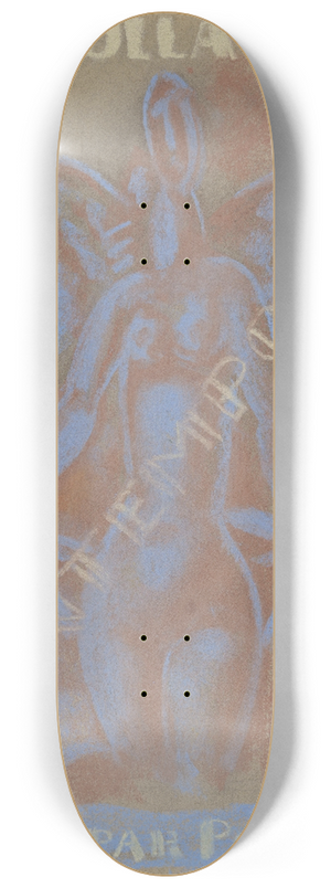 Leo Gestel - Ontwerp voor Paul Fierens lArt Hollandais contemporain; naakte vrouw tussen twee van elkaar weg kijkende mannen hoofden. 8.25 inch art skate deck