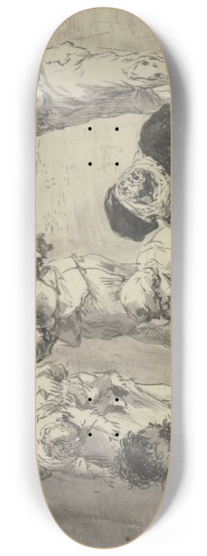 Leonaert Bramer - Sechs Bettler und Bettlerinnen um einen Topf mit Essen 8.25 inch art skate deck