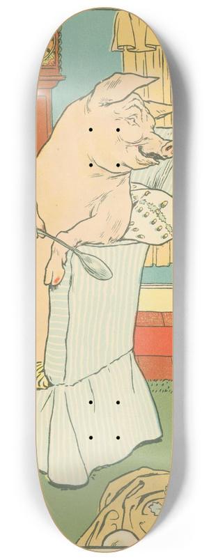 Leonard Leslie Brooke - The wolf looks in the window 8.25 inch art skate deck
