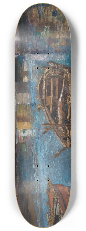 Leontine von Littrow - Fishing Boats in the Harbour 8.25 inch art skate deck