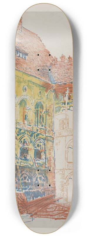 Leon Wyczkowski - Castle Courtyard 8.25 inch art skate deck