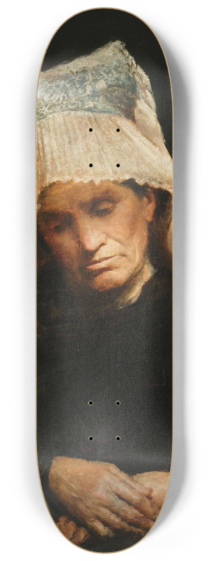 Leon Wyczkowski - Old woman in a cap 8.25 inch art skate deck