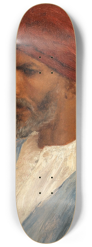 Leopold Carl Mller - Portrait of an Oriental with a Red Turban 8.25 inch art skate deck