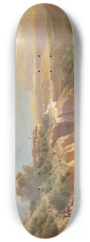 Leopold Heinrich Vscher - View of an Upper Italian Town with decorative figures 8.25 inch art skate deck
