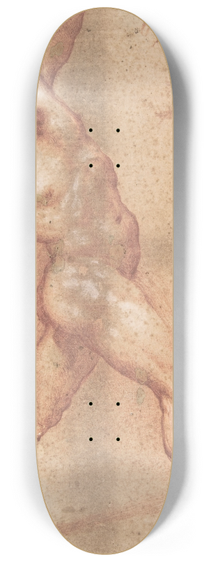 Aniello Falcone - Male Nude with Left Arm Upraised, and a Further Study of His Head 8.25 inch art skate deck