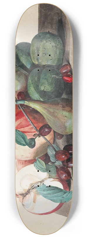 Leopold Zinngger - Stillleben mit pfeln, Feigen und Cornelkirsche 8.25 inch art skate deck