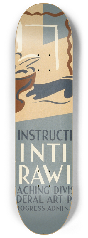 Leslie Bryan Burroughs - Free instruction in painting and drawing 8.25 inch art skate deck