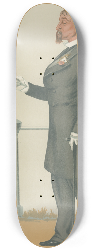 Leslie Matthew Ward - Military and Navy; Conspicuous and Cool, Major-General Charles Fraser, September 6, 1879 8.25 inch art skate deck