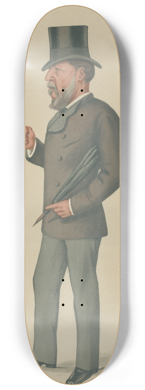 Leslie Matthew Ward - Military and Navy; Hobart Pasha, Admiral Hobart Pasha, June 1, 1878 8.25 inch art skate deck