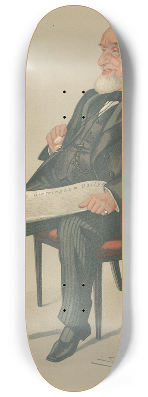 Leslie Matthew Ward - Newspapermen; The Birmingham Daily Post, Mr. John Jaffrey, April 19, 1890 8.25 inch art skate deck