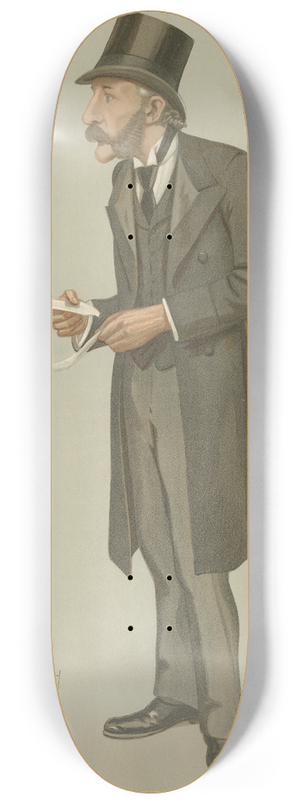 Leslie Matthew Ward - Politicians  a Lancaster Lad. Sir Henry Howorth. 11 July 1895 8.25 inch art skate deck Leslie Matthew Ward - Politicians  a Lancaster Lad. Sir Henry Howorth. 11 July 1895 8.25 inch art skate deck