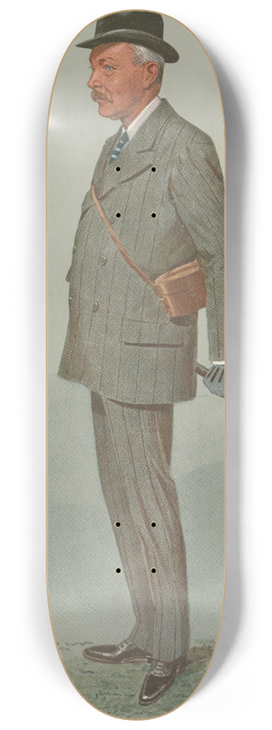Leslie Matthew Ward - Turf Devotees; J.O.S., Sir John Omerod Scarlett Thursby, August 28, 1907 8.25 inch art skate deck Leslie Matthew Ward - Turf Devotees; J.O.S., Sir John Omerod Scarlett Thursby, August 28, 1907 8.25 inch art skate deck