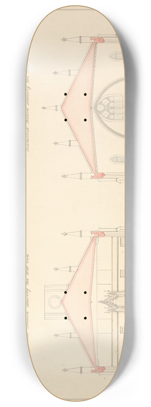 Lewis Vulliamy - Design for a Chapel at Enfield; Transverse Sections, East and West End 8.25 inch art skate deck