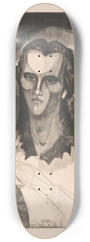 Lodewijk Schelfhout - Vrouw met een waaier en een roos 8.25 inch art skate deck