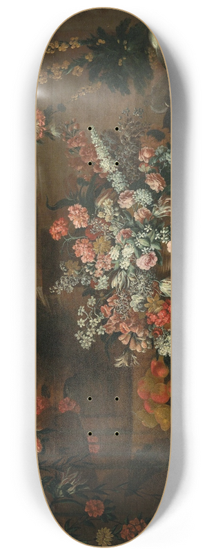 Lombard School - Still life with flowers, fruit and birds amongst ruins 8.25 inch art skate deck