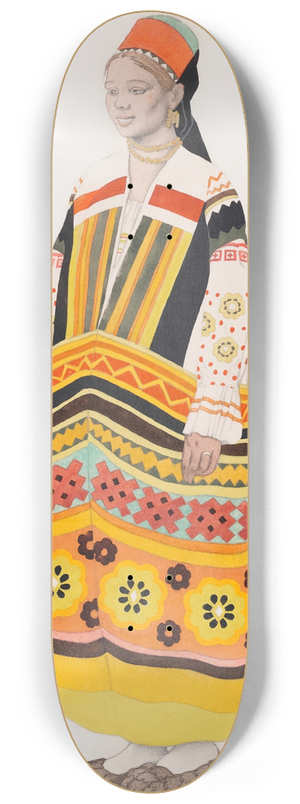 Lon Bakst - Costume design for a Young Peasant Girl 8.25 inch art skate deck