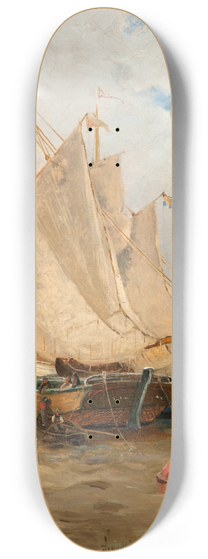 Adolf Fredrik Nordling - In the Harbour 8.25 inch art skate deck