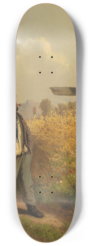 Adolf Heinrich Lier - Der Landstreicher am Wegweiser 8.25 inch art skate deck