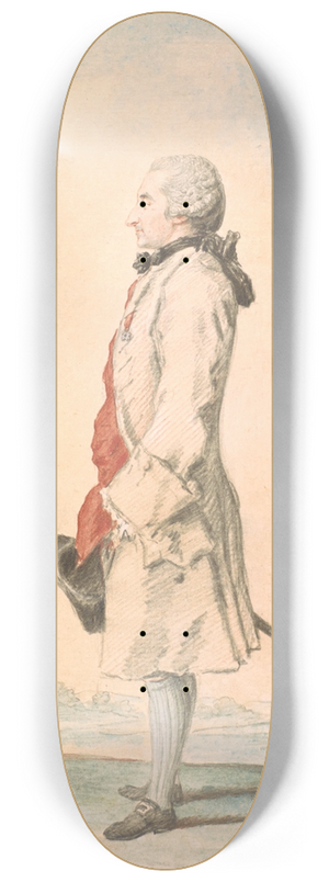 Louis Carrogis Carmontelle - Portrait of a Man Standing with Hat in Hand 8.25 inch art skate deck