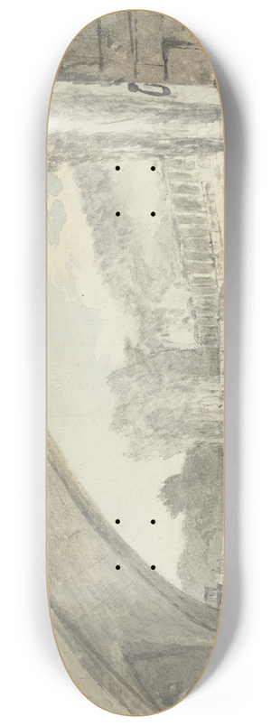 Louis Gabriel Moreau - Doorzicht onder een brug naar terrassen en een trap 8.25 inch art skate deck