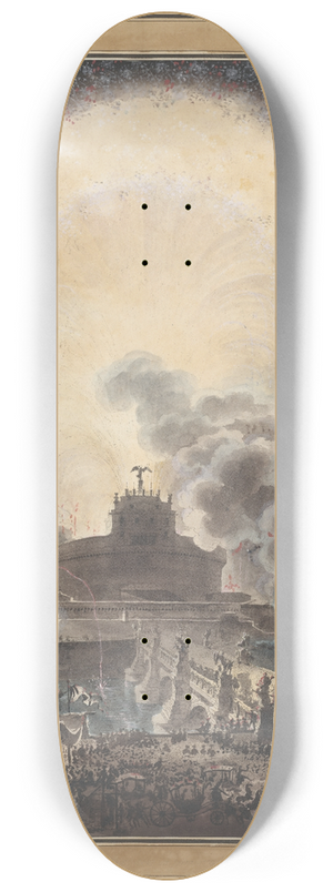 Louis Jean Desprez - The Fireworks Above Castel SantAngelo 8.25 inch art skate deck