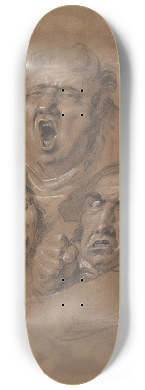 Louis Lopold Boilly - Study of Three Heads 8.25 inch art skate deck