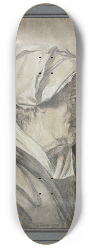 Louis-Marc-Antoine Bilcoq - Alte Frau im Profil, nach rechts schauend 8.25 inch art skate deck
