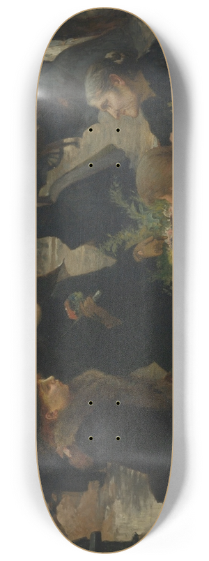 Louis Marie De Schryver - Rainy Day, Flower Seller 8.25 inch art skate deck