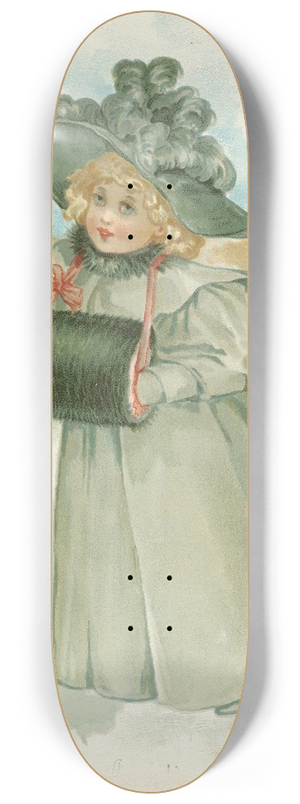 Louis Prang - Little Girl Dressed in Winter Garb 8.25 inch art skate deck