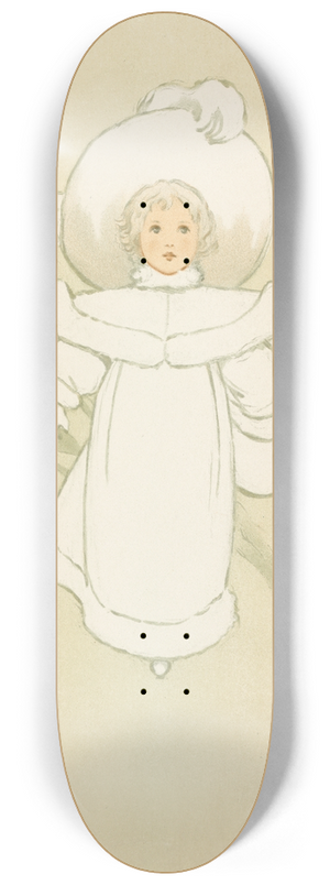 Louis Prang - Little Girl in Winter Garb 8.25 inch art skate deck Louis Prang - Little Girl in Winter Garb 8.25 inch art skate deck